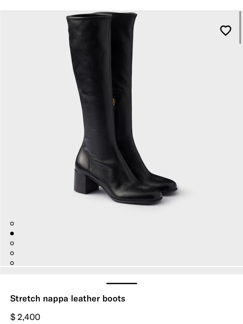 Prada Black Stretch Nappa Leather Knee Boots